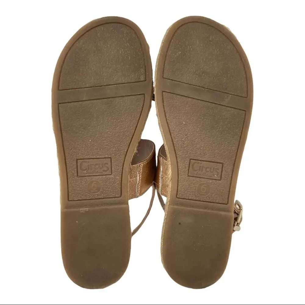 Circus By Sam Edelman Ani Espadrille Sandals Rose Gold Leather Size 6